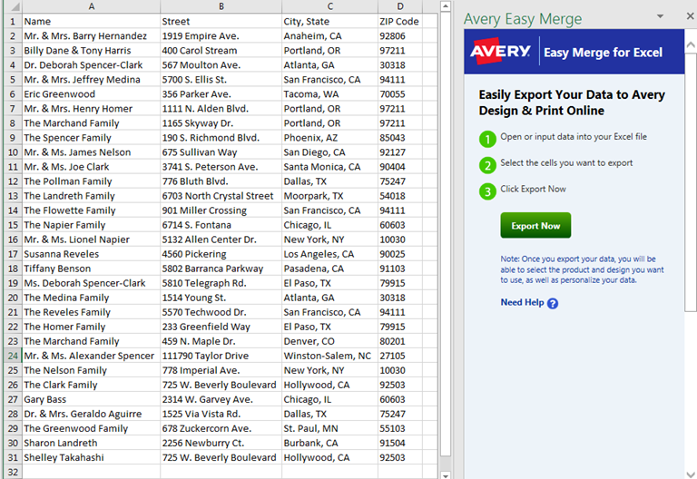 ehow how to print avery labels from excel 2010