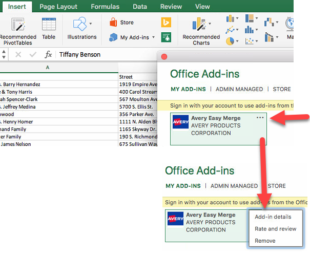 avery design pro 5.5 could not convert the ms excel